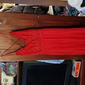 Free people red lace maxi dress